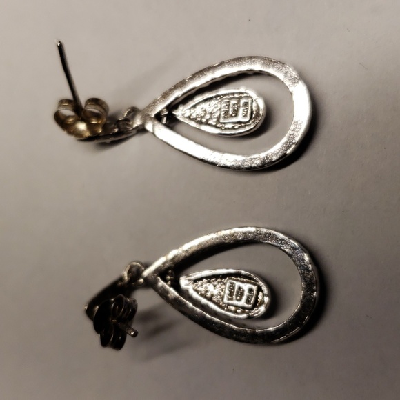 Sterling Silver and Marcasite Double Drop Earrings - Picture 4 of 6